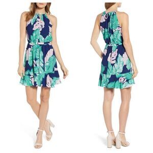 Gibson Calla Keyhole Halter Neck Dress